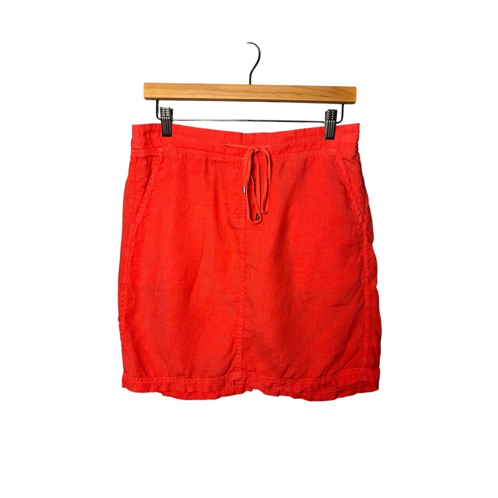 Tommy‎ Bahama Womens Linen Mini Skirt 4 Coral Red Drawstring Coastal Tropical
